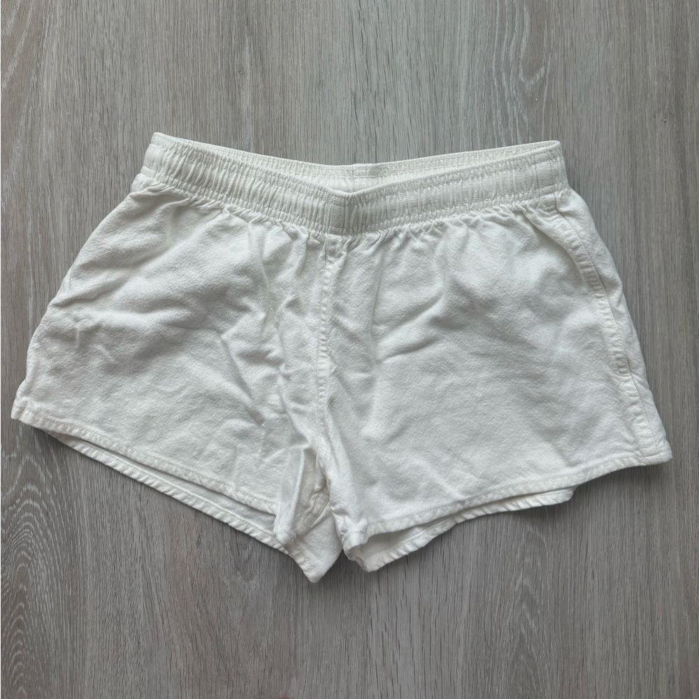 Brandy Melville White Linen Drawstring Shorts